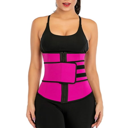 

LELINTA Women s Waist Cincher Neoprene Zipper High Compression Waist Trainer Corset for Weight Loss Body Shaper Sauna Belt/Size S-3XL/Black/Gray/Rose Red