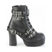 Demonia GOTHIKA-66 Women's 3 3/4 Heel Platform Lace-Up Front Mid-Calf Boots with Spider Web Buckle & Charms