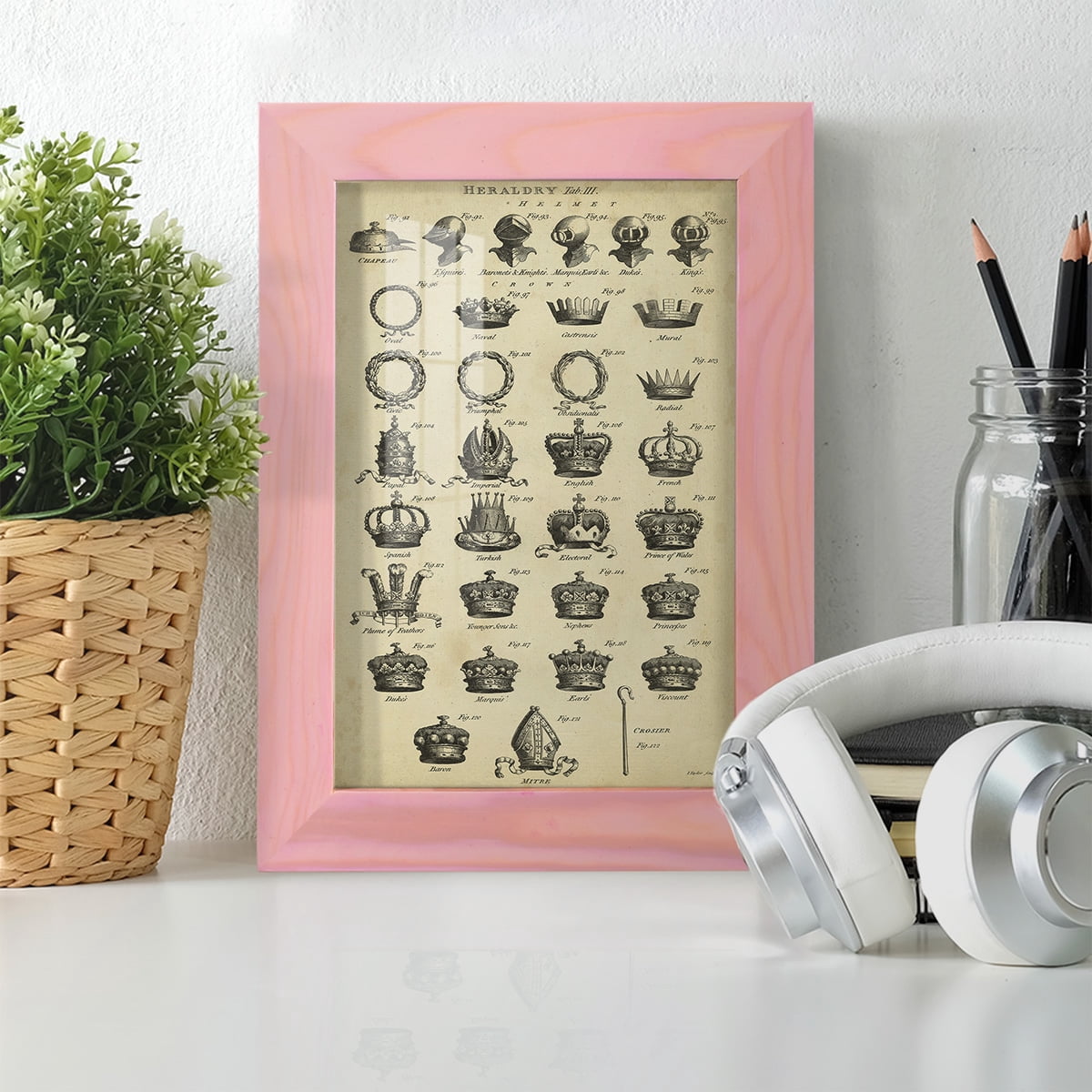 Deckled Encyclopediae IV (AS) -Framed Print w/glass-Sunset Pink