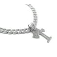 thumbnail image 2 of iJewelry2 Kings and Queens Crowned Initial Letter T Crystals Pendant Silver-tone Cuban Linked Chain Necklace, 2 of 3