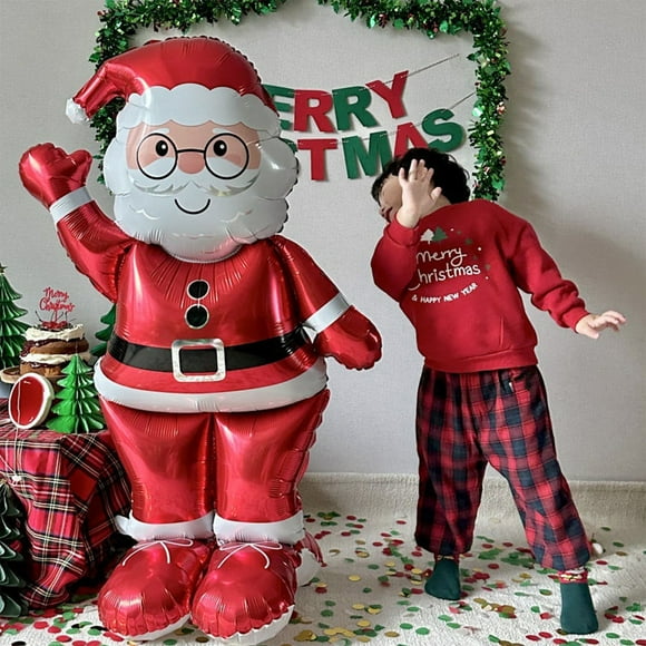Hiroekza Giant Inflatable Santa Claus Christmas Yard Decoration Outdoor Home Party Festive Decor Durable Aluminum Film Easy Setup for Winter Holiday Season Families Christmas Enthusiasts Red