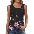 thumbnail image 2 of Fashion Floral Print Tank Top for Women Sleeveless Square Neck Side Button Detail Slim Fit Stretchy Soft Summer Tunic Cami Blouse, 2 of 8