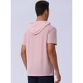 thumbnail image 3 of DARING DIVA Men's Casual Short Sleeve Pullover Drawstring Hooded T-Shirt 2XL Pink, 3 of 6