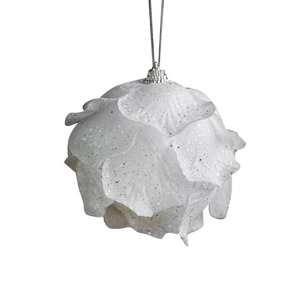 Decoración navideña de espuma con pétalos blancos, polvo adhesivo, colgante para árbol de Navidad, accesorios decorativos para crear ambiente.