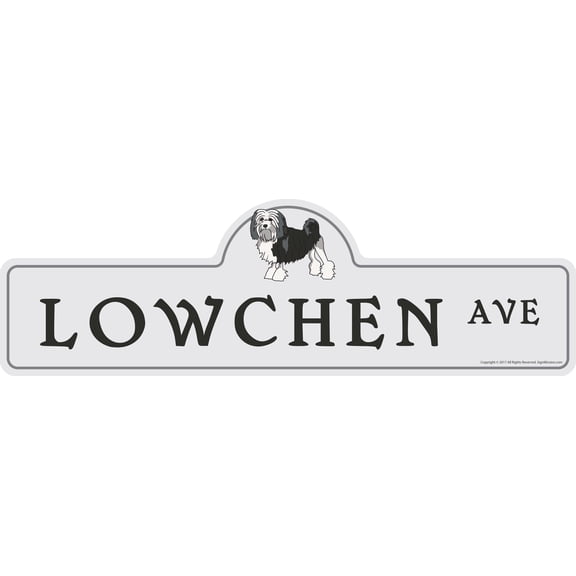 Lowchen Street Sign | Indoor/Outdoor | Dog Lover Funny Home Décor for Garages, Living Rooms, Bedroom, Offices | SignMission personalized gift | 18" Wide