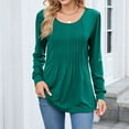 thumbnail image 4 of Lenpel Women's Tunic Tops Dressy Long Sleeve Crew Neck Pleated Front Business Casual T Shirts Loose Tee Blouses(Navy,Large), 4 of 7