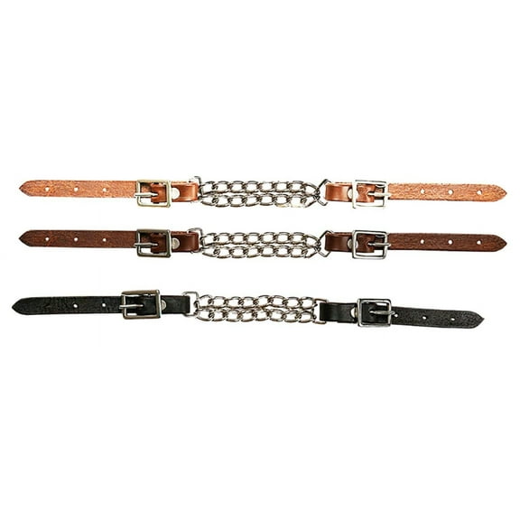 Showman Argentina Cow Leather Double Chain Curb Strap (Black)