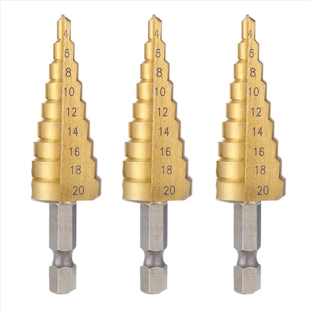 3piezas 4-20 mm HSS Broca Escalonada de Ranura Recta Broca Cortadora de Agujeros de Metal para Madera Broca de Núcleo Broca Pagoda