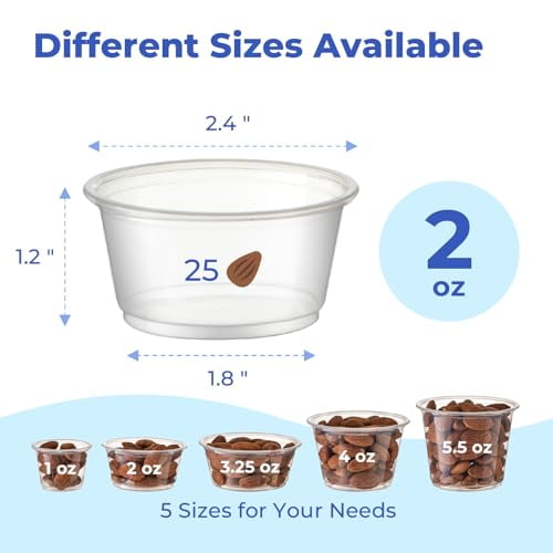 Fit Meal Prep 250 Pack 2 oz Small Portion Cups with Lids, Clear Plastic,  Airtight, Stackable - Walmart.com