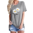 thumbnail image 3 of Xuanfei Women Round Neck Floral Daisy Print Short Sleeve T-Shirt, 3 of 6