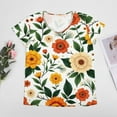 thumbnail image 4 of Floral Pattern in Bright Colors Women's Blouse Short Sleeve Women's Top T-Shirt Spring Summer Clothes, 4 of 7