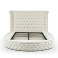 thumbnail image 3 of Elizabeth Upholstered Velvet Round Storage Queen Size Bed in Cream Color, 3 of 9