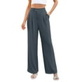 thumbnail image 1 of Womens Wide Leg Dress Pants - High Waisted Work Trousers - Stretchy Polyester with Pockets - Business Casual Long Pants, 1 of 8