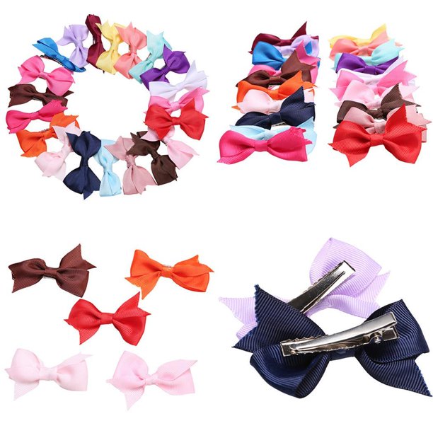 Generic 20 Pcs Girls Alligator Clips Hair Clips Bow Ribbon Kids Sides
