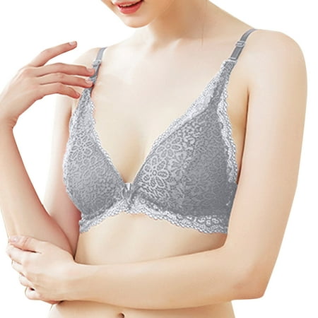 

Akiihool Womens Plus Size Bras For Women Womens Wireless Bra Full Coverage Pullover Stretch Knit Bra Smoothing T Shirt Bra (Grey S)