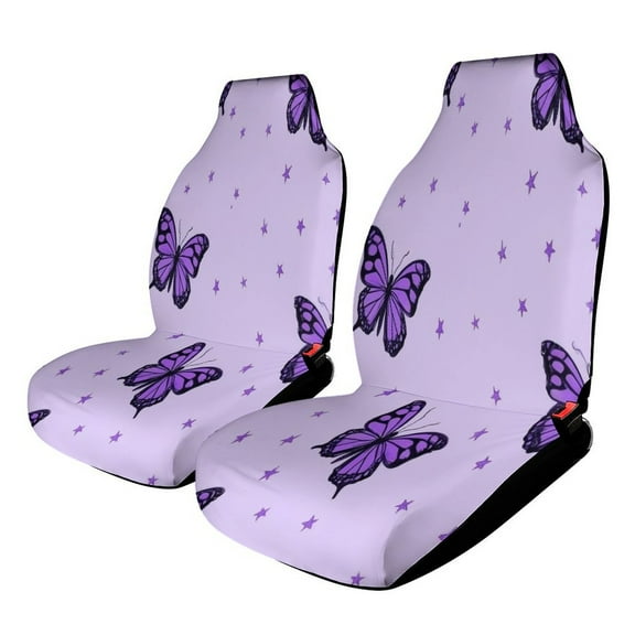 Dreamy Purple Butterfly Pattern (75)-2 Car Seat Cover Set Auto Front Bucket Cushion Protect Accessories 2 Piece