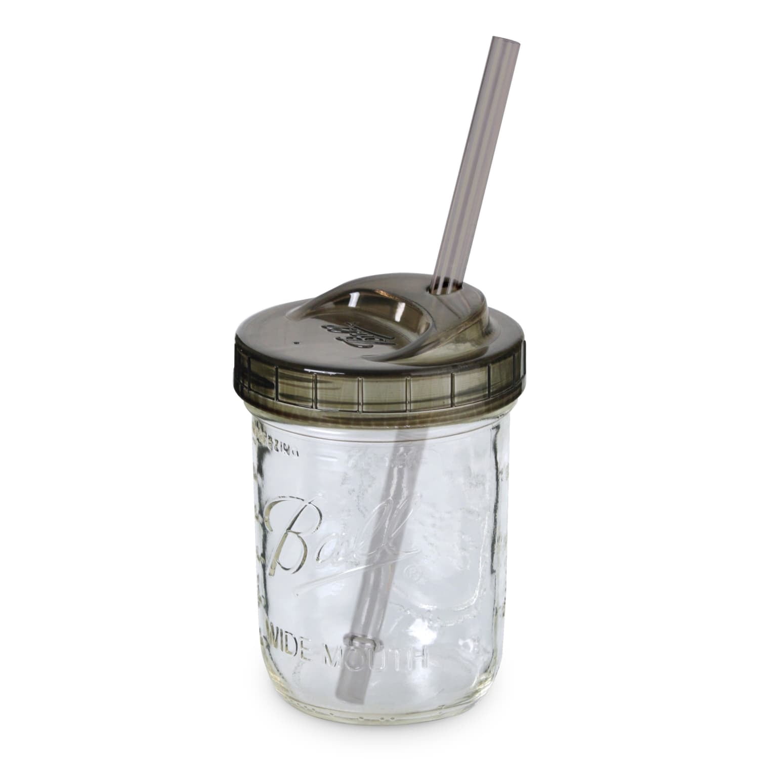 Ball Drinkware Series Mason Jar Sip and Straw Lid, Wide Mouth, Gray, Set of 2