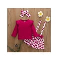 thumbnail image 3 of Blotona Baby Girls Valentine's Day Outfit Long Sleeve Ruffle Tops Heart Suspender Skirt Headband, 3 of 9