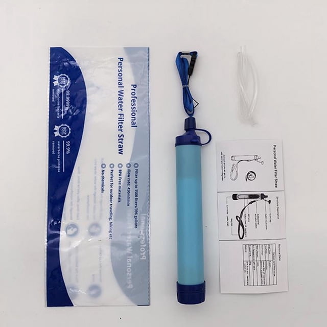 Water Filter Straw, Ultralight Life Survival Straws Water Purifier, Outdoor Survival Gear for Camping Hiking Climbing and Emergency, 30*225Mm, 2Pcs