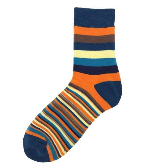 Men Socks, Fashion Casual Colorful Stripe Soft Skin-friendly Elastic Cotton Spring Autumn Middle Tube Socks Bed Floor Slipper socks for Daily Wear 1Pair
