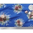 thumbnail image 3 of Soimoi Blue Rayon Fabric Leaves & Peony Floral Print Printed Craft Fabric By the Yard 42 Inch Wide, 3 of 3