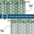 thumbnail image 4 of Vargottam Green Block Leaf Print Sheer Georgette Curtains for Windows & Small Doors - Set of 2 Panels, 72" Long, Grommet Top, Printed Light Filtering Drapes for Living Room or Study, 4 of 9
