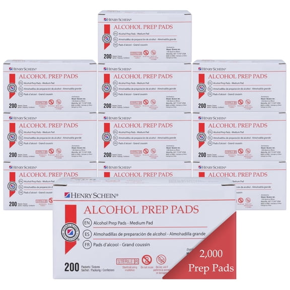 Alcohol Prep Pads, Medium Size, 2,000 Count - 70% Isopropyl Alcohol, Individually Wrapped, Sterile Wipes for Medical & Everyday Use