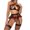 Red, variant on Levmjia Womens Lace Lingerie Three Piece Set Sheer Floral Mesh Bra Panty Matching Set Halter Cutout Soft Breathable Sleepwear