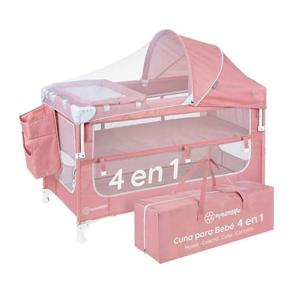 Cuna para Bebé 4 en 1 Esquimal - Colecho, Moisés, Cama de Viaje y Corral de Juegos (Rosa)