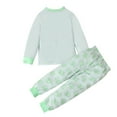 thumbnail image 4 of Gpaecead Toddler Girls And Boys' Pajamas Set Dinosaur Casual Long Sleeve Tops Round Neck Printed Long Pants Sets Green, 4 of 9