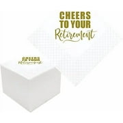 Retirement Cocktail Napkins, 100 Pack Gold Cheers To Your Retirement Napkins Disposable Paper Luncheon Officially Happy Retirement Napkin for Retirement Party Decorations | 2-Ply, 5x5 Inches