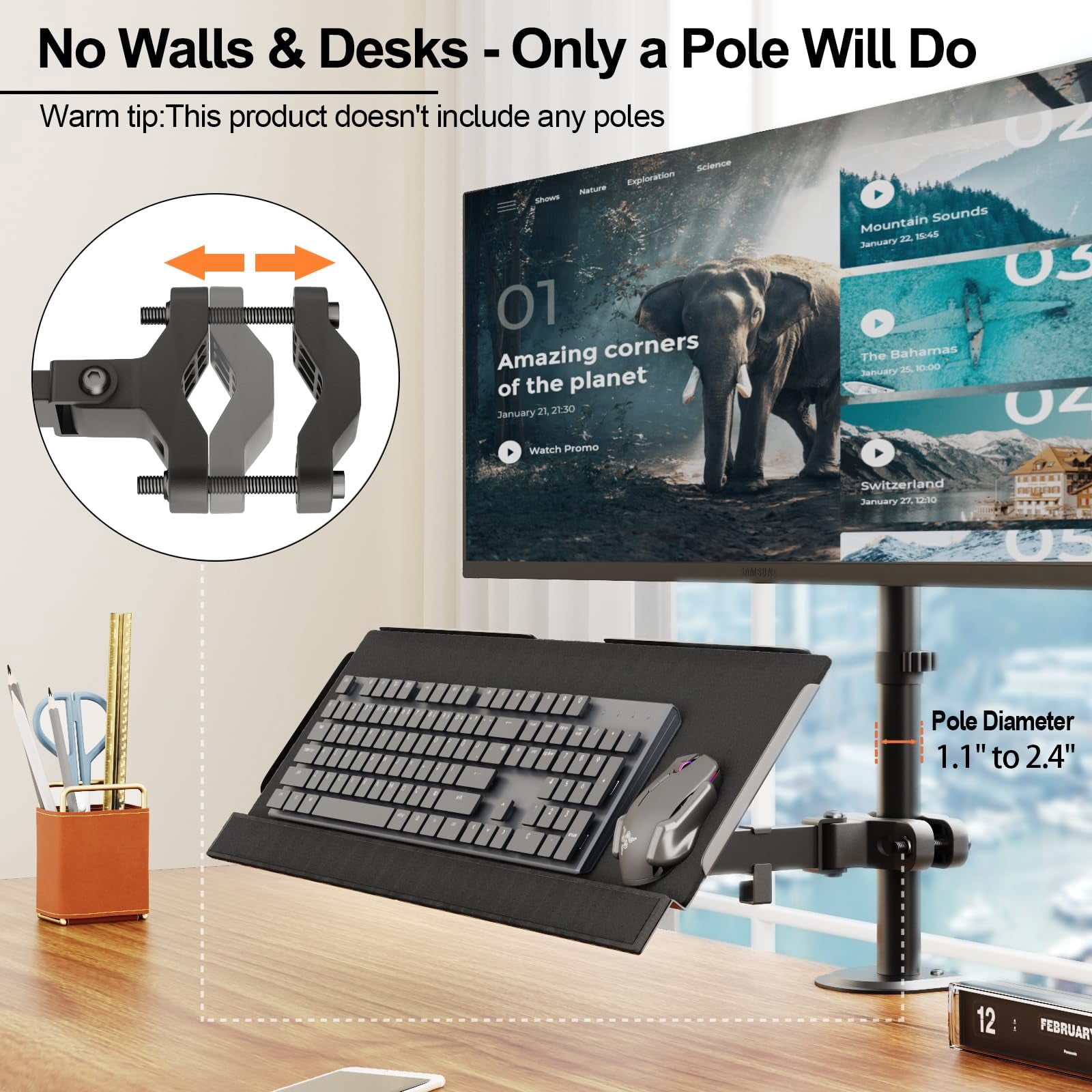 PUTORSEN Keyboard Tray for Pole Mounting