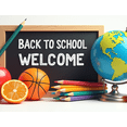 thumbnail image 3 of Colorful Welcome Back to School Banner with Apple Basketball Pencils Globe Decor Elements, Party Decoration Backdrop for School Events Classroom Decorations Photo Background Supplies, 3 of 3