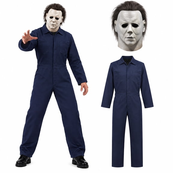 Adult Michael Myer Halloween Costume, Men's Movie-Accurate Coverall Jumpsuit Sizes