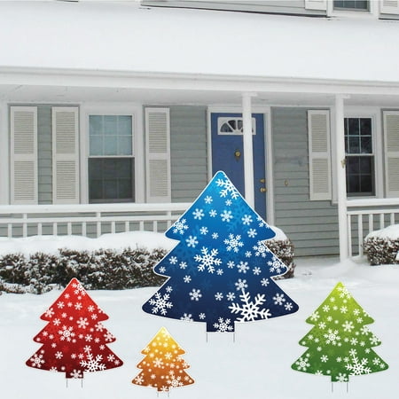 Christmas Tree Shaped Corrugated Plastic yard decorations (includes 8 short stakes)