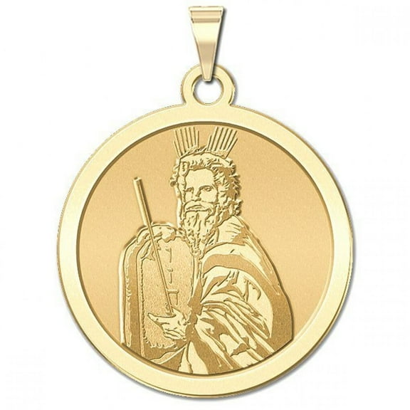 PicturesOnGold.com Moses Religious Medal Female Adult - 2/3″ Size of Dime, Solid 14K Yellow Gold