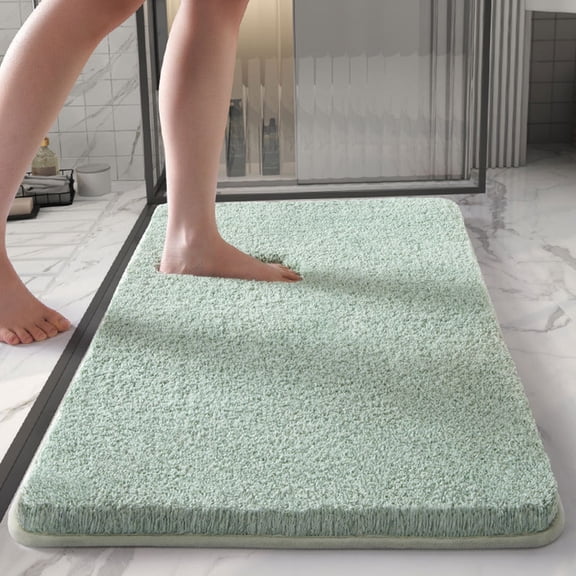 AZXY 16"x24" Green Bathroom Rugs,Bath Mats for Bathroom Floor,Absorbent Bath Mat,Soft Plush Washable Absorbent Thick Nonslip Bathmat Under $15