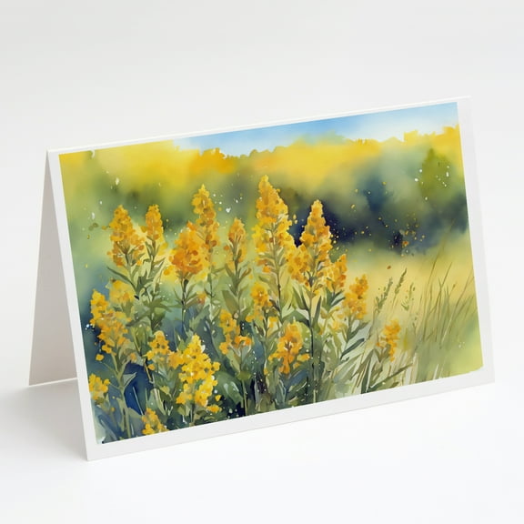 Nebraska Goldenrod in Watercolor Greeting Cards and Envelopes Pack of 8 7 in x 5 in