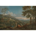 thumbnail image 2 of Jan Frans Van Bloemen 24x18 Black Ornate Framed Double Matted Museum Art Print Titled: A Classical Landscape with Peasants in the Foreground, 2 of 5