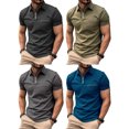 thumbnail image 4 of ZAXARRA T-shirt de Polo Trimestre d'Été pour Hommes, Col Rond à Manches Courtes et Manches Courtes, 4 of 4