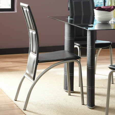 Steve Silver Calvin Side Dining Chair - Set of 4 - Black (Best Material To Reupholster Chairs)