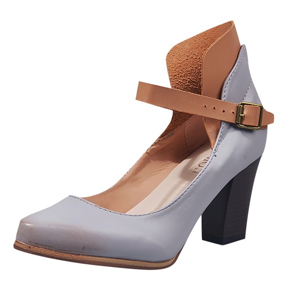 VerPetridure Women's Sandals Summer Casual Roman Shoes High Heel Buckle Square Heel Patchwork Pump Sandals