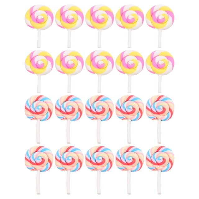 20 piruletas de simulación, piruletas coloridas, decoraciones de dulces