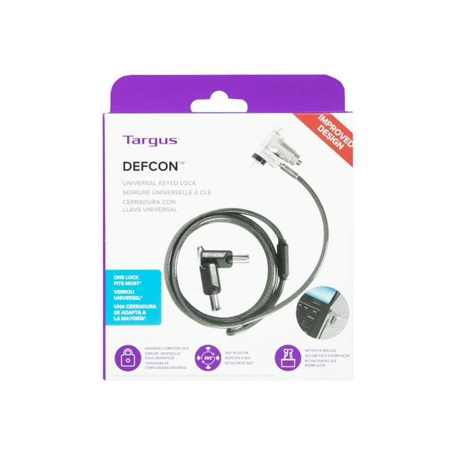 Targus DEFCON Ultimate - Security cable lock - universal keyed, with adaptable lock head - silver - 6.6 ft