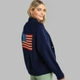 thumbnail image 5 of Women USA Flag Star Stripe Print Open Front Vintage Knitwear Cardigan Navy Blue XL, 5 of 8