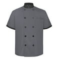 thumbnail image 7 of Toptie Short Sleeve Chef Coat Jacket Gray Lightweight Button Chef Uniform, 7 of 7