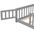 thumbnail image 7 of Twin Bed Frame for Kids, Solid Wood Creative Floor Platform Bed with Fence and Door, Modern Montessori Bed with Slats Support for Boys and Girls Bedroom, Easy Assembly, Gray, 7 of 7