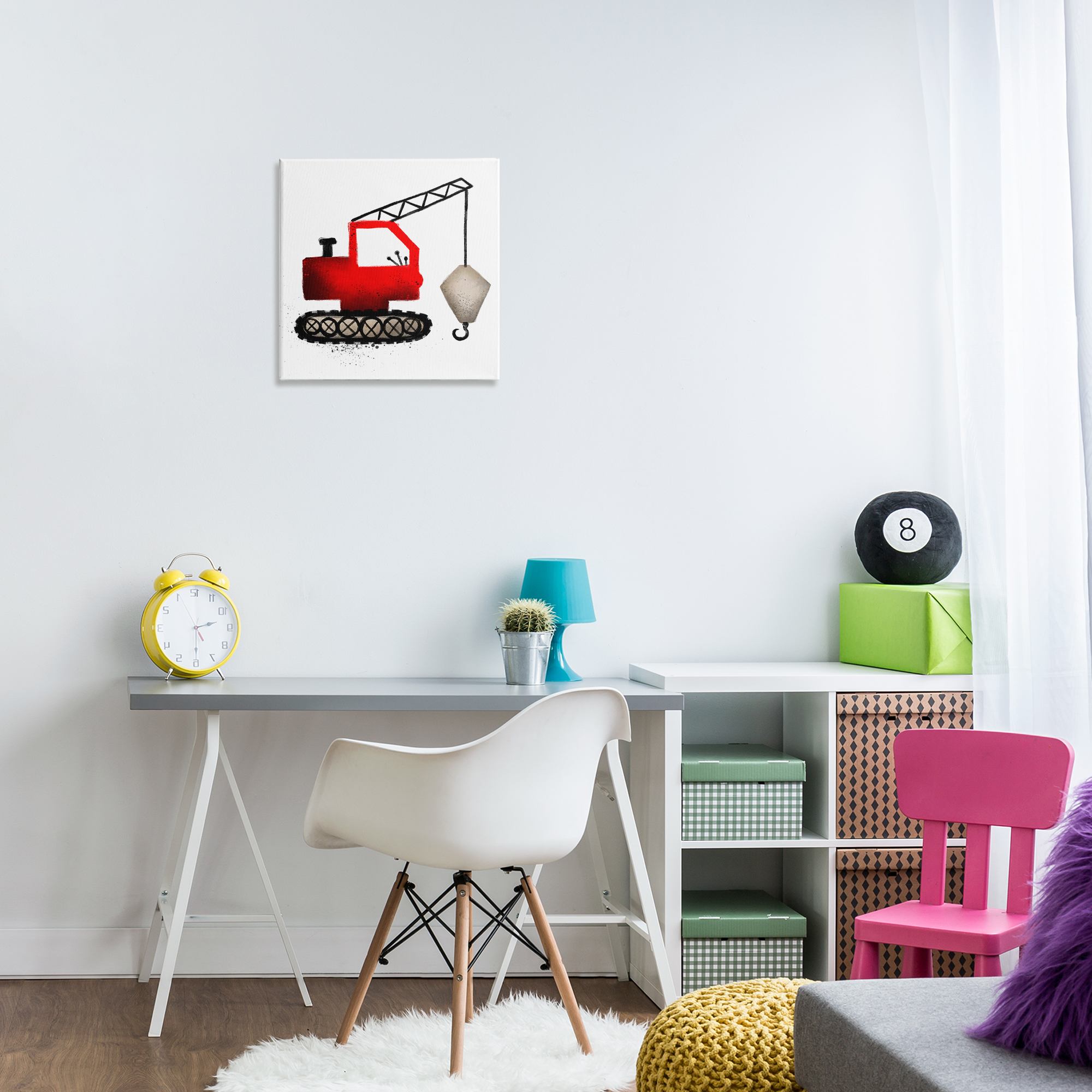Stupell Industries Red Construction Vehicle Transportation Painting Wrapped Canvas Art Print Wall Art, 17 x 17