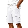 thumbnail image 7 of Hurxie Mens Casual Sweat Cargo Cotton Shorts Drawstring Elastic Waist Athletic Workout Gym Jogger Shorts with Pockets White,3XL, 7 of 7