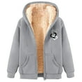 thumbnail image 2 of Aueoeo Women Winter Warm Hoodies Full Zip Up Fleece Lined Plush Sweatshirts Jacket With Printed Gray X-Large, 2 of 4